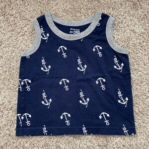 The Childrens Place Baby Toddler Boy Nautical Anchor Tank Top Navy 18-24 months